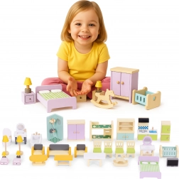 Leseno pohištvo za hiško za punčke – komplet 30 kosov