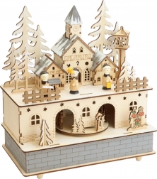 Small Foot Lesena Glasbena Skrinjica s Svetlobo Zimska Vas