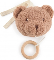 Viseča glasbena igrača medvedek Mika z lesenim obročkom