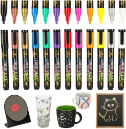 Barvni kredni markerji za steklo in table – komplet 12 kosov