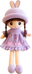 Soft plush doll in purple dresses with ruffles, 45 cm