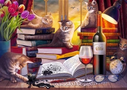 Puzzle 2000 – mačji večer trefl