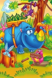 Lesene puzzle Delovni nosorog 16 koščkov