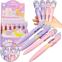 Kemični svinčnik s svetlikajočo kupolo in figurico samoroga z modrim črnilom