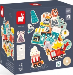 JANOD Leseni magnetki V mestu 24 kos