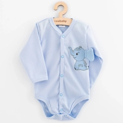 Dojenjsko razpeto body z dolgimi rokavi New Baby Happy Elephant, modro