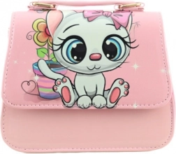 Otroška torbica z motivom mucke, rožnata, bleščeča