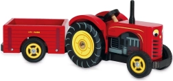 Le Toy Van rdeč traktor in prikolica