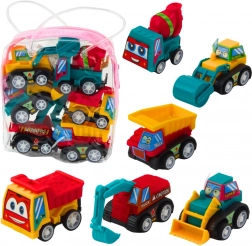 Set mini gradbenih vozil z navijalnim pogonom v torbici – 6 kos