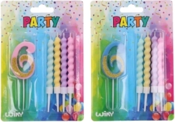 Zabavna svečka številka 6 in 4 dodatne svečke