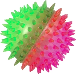 Prozorna žogica s konicami 8,5 cm z dvobarvno svetlobo