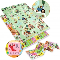 Dvoslojna zložljiva izobraževalna XPE penasta podloga 120 × 180 z nemško abecedo in motivom kmetije Humbi