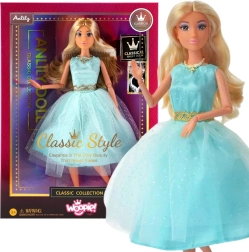 Woopie Royal punčka Lily 30 cm z dolgimi blond lasmi v elegantni turkizni obleki