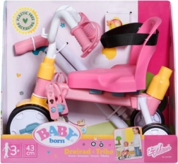 Baby Born tricikel z vodilno palico in varnostnimi pasovi