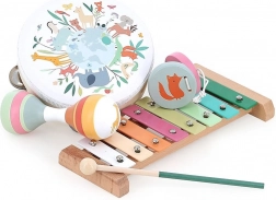 Vilac lesena glasbena garnitura živali sveta Sarah Betz