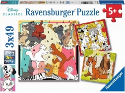 Ravensburger sestavljanka Disney Classics: živalice v dobri volji 3×49 koščkov