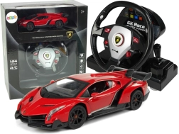Daljinsko voden Lamborghini Veneno Rdeč 2,4 G Pilot Volan z zvočnimi in svetlobnimi učinki 1:24