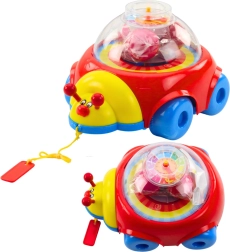 Vlečna pikapolonica s kroglicami in vrtljivo uro za otroke