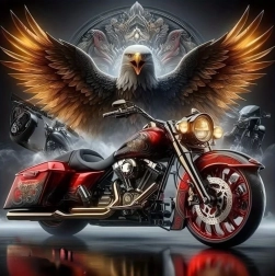 Diamantno slikanje motor z orlom 30 × 40 cm