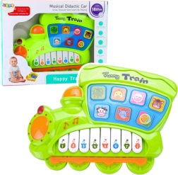 Otroški električni izobraževalni klavirček lokomotiva – zelen