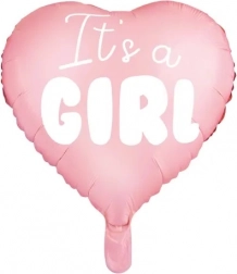 Balon iz folije 'It's a Girl' roza srce 45 cm