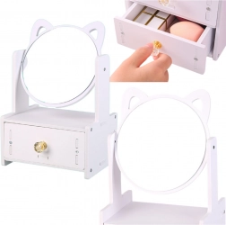 Mini toaletna mizica z ogledalom in predalom z ročaji