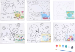 Otroški slikarski komplet na platno 20×20 cm s predlogo, barvami in čopičem