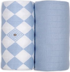 Lodger swaddler iz organskega bombaža 110 × 110 cm, blue fogg - 2 kosa