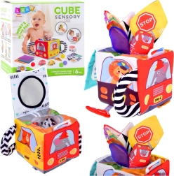 Mehka senzorična kocka z avtomobilčki in prometnimi znaki z varnim ogledalcem