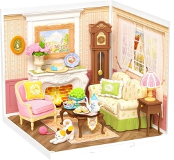 Miniaturna hišica Popoldanski čaj – DIY 3D lesena sestavljanka z LED