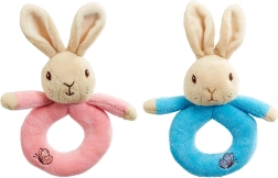Mavrično ropotuljica z obročkom – zajček Peter Rabbit in Flopsy, roza
