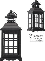 Prazna laterna z dvojnimi vratci in mrežo – črna