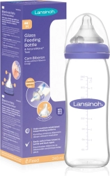 Lansinoh steklenička za dojenčke iz stekla s cucljem NaturalWave (M) 240 ml