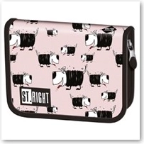 Šolski peresnik z dvojnim preklopom, rožnat, BAMBINO s psi