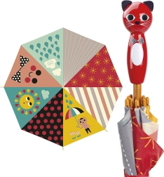 Barvni otroški dežnik z ročajem v obliki mačke