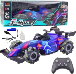 RC dirkalni avtomobil 1:10 z učinkom pare, lučmi in upravljanjem 2,4 GHz – moder