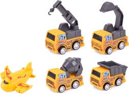 Komplet Majhnih Gradbenih Strojev in Letala s Povratnim Navijanjem