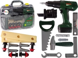 Otroški komplet orodja s kovčkom in zelenim baterijskim vrtalnikom