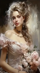 Diamantno slikanje dekle z vrtnicami 30 × 40 cm