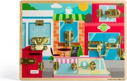 Bigjigs Toys lesena motorična plošča z zapahi in ključavnicami