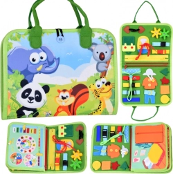 Tekstilna Montessori didaktična knjižica z živalmi in urami