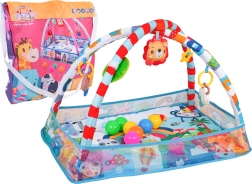 Baby play mat and dry ball pit with arch and hanging toys