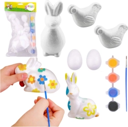 Velikonočni set za barvanje polistirenskih okraskov zajček, jajce in kokoš