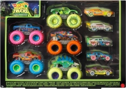 Komplet HOT WHEELS MONSTER TRUCKS 1:64, sveti v temi, 10 kosov