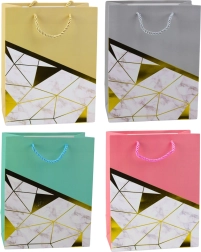 Darilna vrečka z geometrijskimi vzorci in marmoriranim učinkom 23 x 18 x 10,5 cm