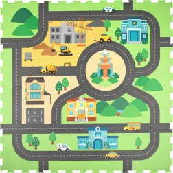 Pena izobraževalna podloga 120 × 120 cm – mestne ulice, 4 deli HUMBI