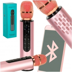 Brezžični karaoke mikrofon z Bluetooth, rožnat