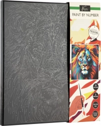 Slikanje po številkah na črno platno – lev