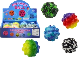 Barvasta žogica z izboklinami 6,5 cm – skakalna in stiskalna antistresna igrača