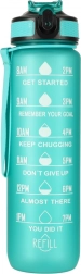 Tritan steklenička za vodo 1 l s slamico in motivacijskimi oznakami – Zelena